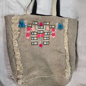 Large Embellished Embossed Shoulder Bag Boho 19"x16"